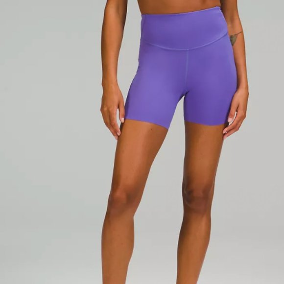 Lululemon Base Pace Biker Shorts 6" Women's Size 6 Purple Like New - Picture 1 of 5